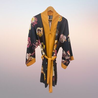 KIMONO-Seide mit Blumenmuster