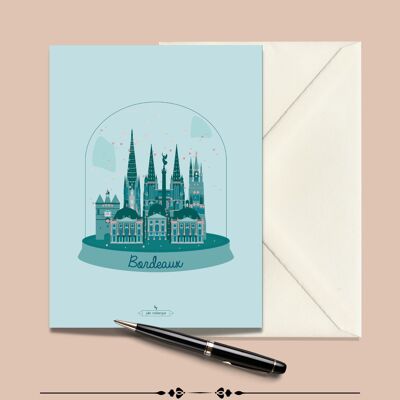 Carte Postale BORDEAUX en Hiver - 15x21cm