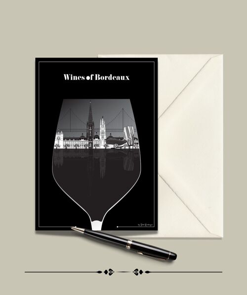 Carte Postale BORDEAUX Le Verre de Vin - 15x21cm
