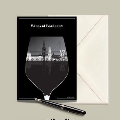 BORDEAUX-Postkarte Das Glas Wein - 15x21cm