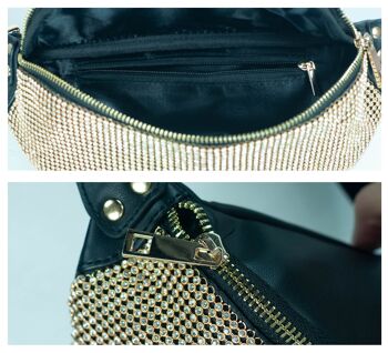 Strass taille sac pour femmes bal fête mariage sac à main brillant cristal dames Diamante sac à main--MX50- Diamante sac noir 3