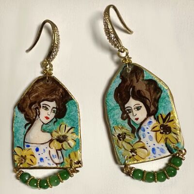Hand painted ceramic earrings