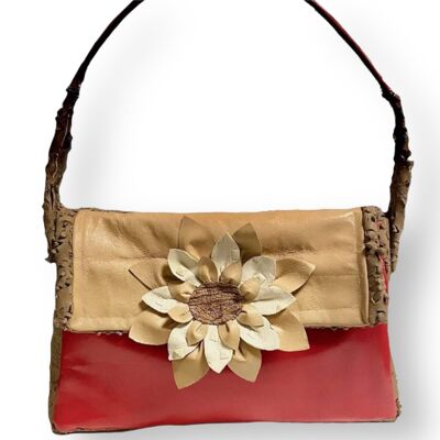 Hand made “flower” bag in pure leather