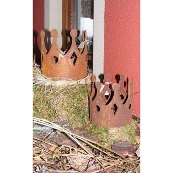 Couronnes de décoration rouille de différentes tailles | 7cm x 7cm | Décoration de jardin patinée en métal 5