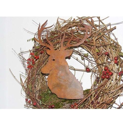 Hirschkopf | Weihnachtsdeko Rost Hirsch Deko | 29 cm x 23 cm | zum hängen