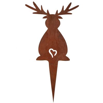 Noël | Figurines de décoration de Noël Moose | 11cm x 10cm | sur barre | Renne décoration rouille
