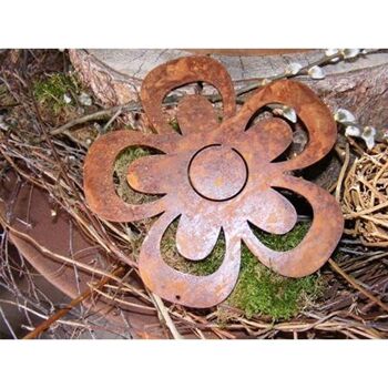 Fleur de décoration suspendue vintage | diamètre 19 cm | Décoration de jardin patinée en métal 3