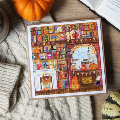 Herbsttag in der Buchhandlung - Postkarte