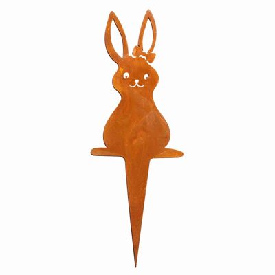 Piquet de jardin de lapin de décoration de Pâques | Bunny femme à coller | 6.5x18cm | Rouille Déco Printemps