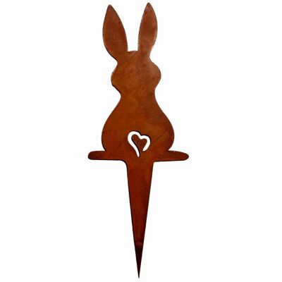 Decoración de Pascua estaca jardín conejo | Niño conejo para pegar | 6,5x18cm | Muelle Deco Óxido