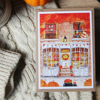 Autumn Day at the Tea Room - Postcard