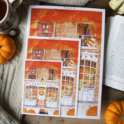 Autumn Day at the Tea Room - Poster
