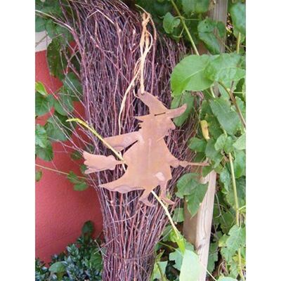 Rusty Metal Deco Witch | 16x19cm | to hang | Metal Halloween decoration