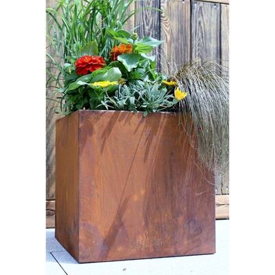 Gartendeko Pflanzkübel | 38 x 38 x 38 cm | Edelrost Deko Pflanztrog zum direkt Bepflanzen
