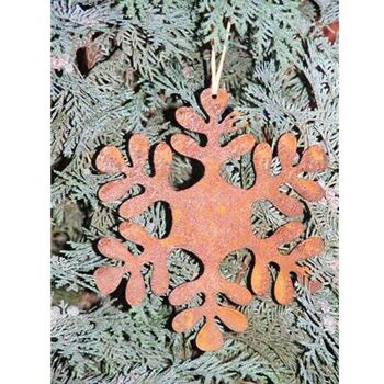 Décoration de Noël patine flocons ronds | diamètre 15 cm | pendre | Décoration métal rouille 3