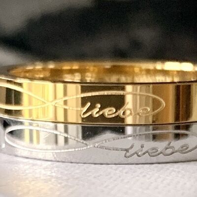 UNENDLICHE LIEBE (Sign m. Liebe) Ring silber+gold