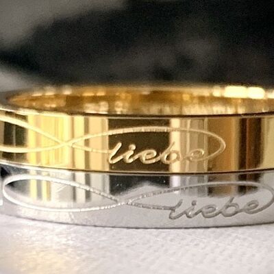 UNENDLICHE LIEBE (Sign m. Liebe) Ring silber+gold