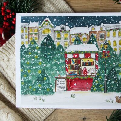 The little bookstore under the snow - Christmas poster