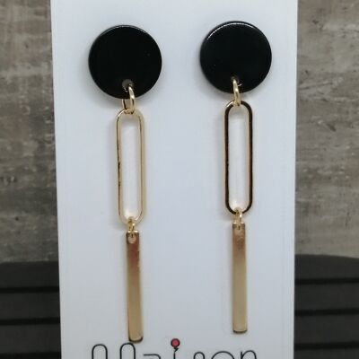 pendientes - Resine 11 - ovalado - dorado/negro