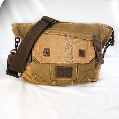 Tinto Capo Shoulder Bag Postina with Backpack function "Messenger / BackPack" Overdye Beige khaki - with Lining