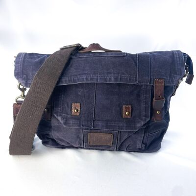 Postina Umhängetasche mit Rucksackfunktion "Messenger / BackPack" Blue Navy - mit Futter