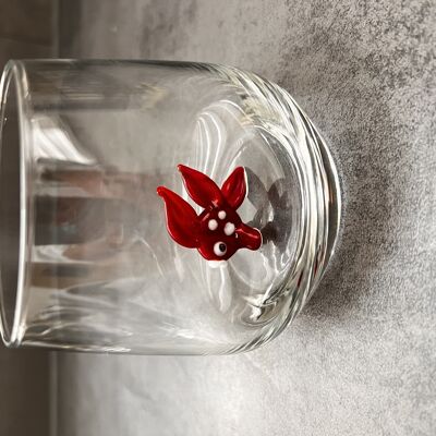 Pieza de vidrio - Vaso para beber - Vidrio de Murano - Pez - Pez - Figura de vidrio - Hecho a mano - Regalo - Estatuas únicas - Vidrio de calidad