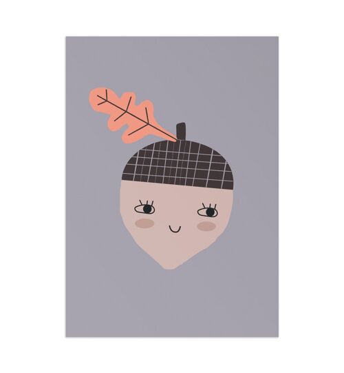 Happy Acorn - Plum Kids Poster, Eco Paper & Packaging