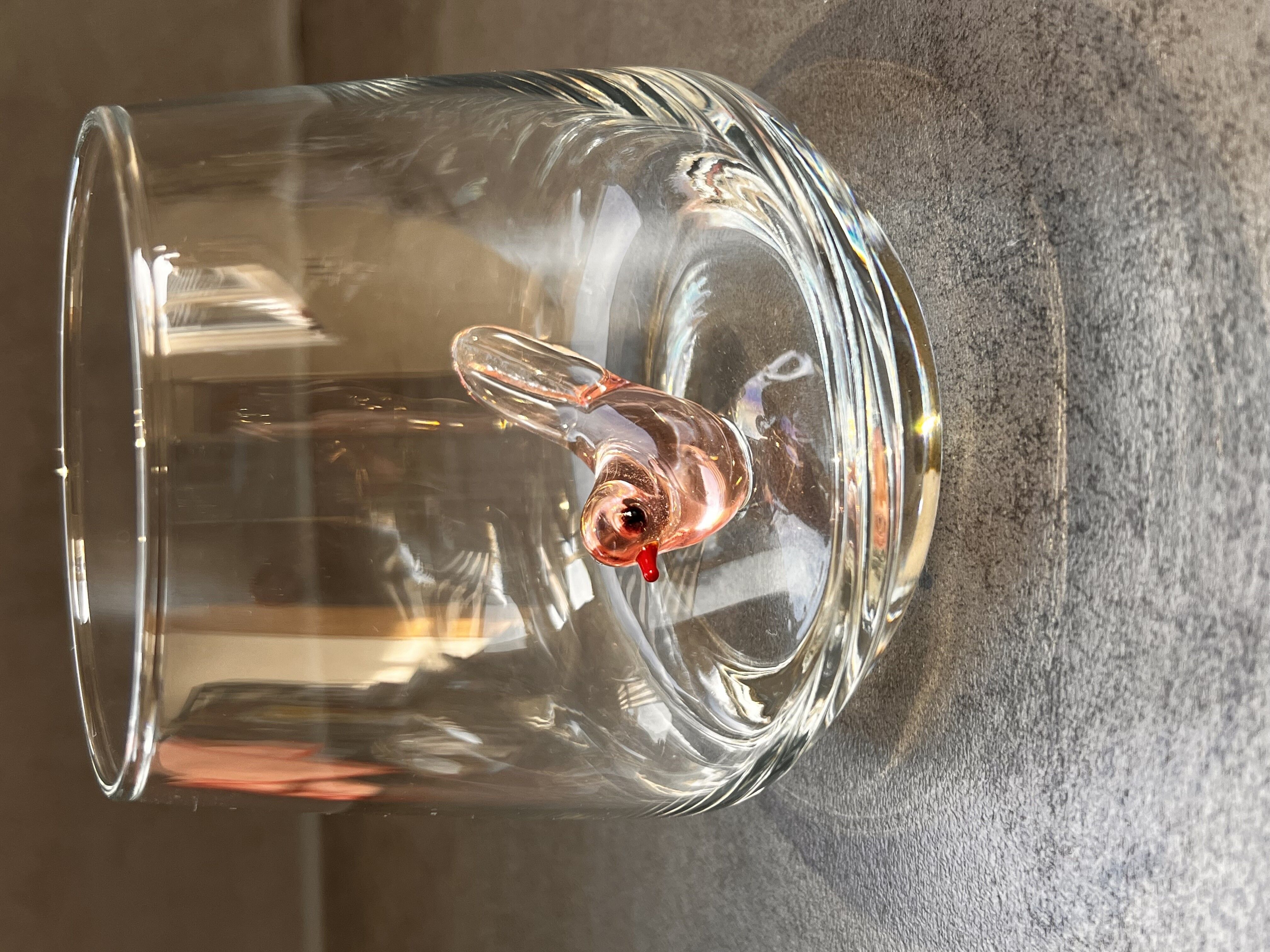 Pezzo di Vetro - Bicchiere da Bere - Vetro di Murano - Uccello - Figura in Vetro - Fatto a Mano - Regalo - Statue Uniche - Vetro di Qualità