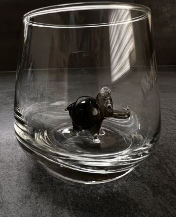 Morceau de verre - Verre à boire - Verre de Murano - Hipopotam - Hippopotame - Figurine en verre - Fait à la main - Cadeau - Statues uniques - Verre de qualité 1
