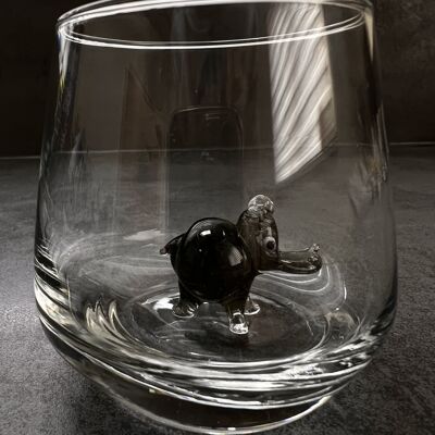Pezzo di vetro - Bicchiere da bere - Vetro di Murano - Ippopotamo - Ippopotamo - Figura in vetro - Fatto a mano - Regalo - Statue uniche - Vetro di qualità