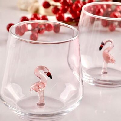 Stück Glas – Trinkglas – Muranoglas – Flamingo – Glasfigur – handgefertigt – Geschenk – einzigartige Statuen – Qualitätsglas