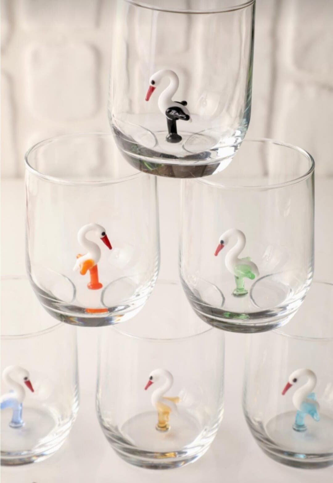 Pezzo di Vetro - Bicchiere da Bere - Vetro di Murano - Cicogna - Figura in Vetro - Fatto a Mano - Regalo - Statue Uniche - Vetro di Qualità