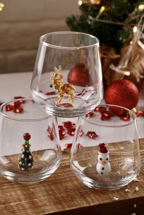 Piece of Glas - Drinkglas - Muranoglas - Kerst - Sneeuwman - Glas Figuur - Handmade - Cadeau - Unieke beelden - Kwaliteit glas