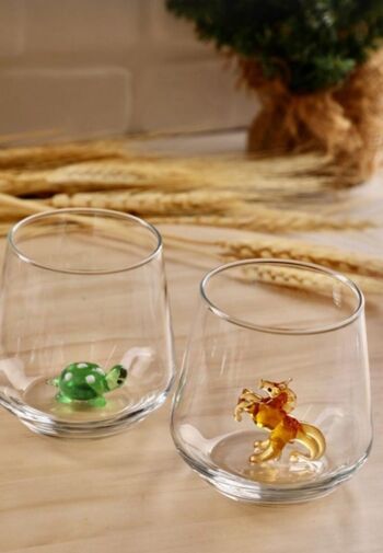 Morceau de verre - Verre à boire - Verre de Murano - Cheval - Figurine en verre - Fait à la main - Cadeau - Statues uniques - Verre de qualité 2