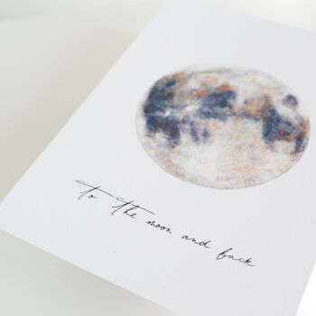 Carte postale lune 'to the moon and back', illustration aquarelle, DIN A6, durable, carte Saint Valentin 2
