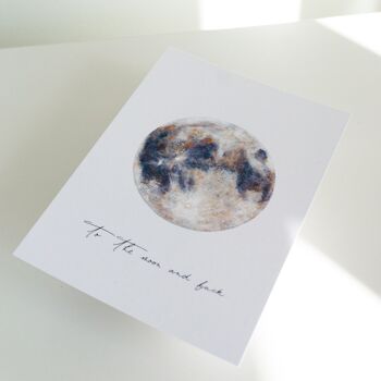 Carte postale lune 'to the moon and back', illustration aquarelle, DIN A6, durable, carte Saint Valentin 3