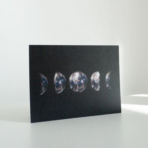 Postkarte Mondphasen, Aquarell-Illustration, DIN A6, umweltfreundlich