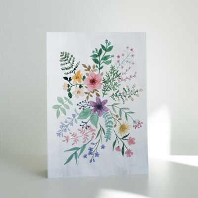 Postkarte Blumen, Aquarell-Illustration, DIN A6, nachhaltig