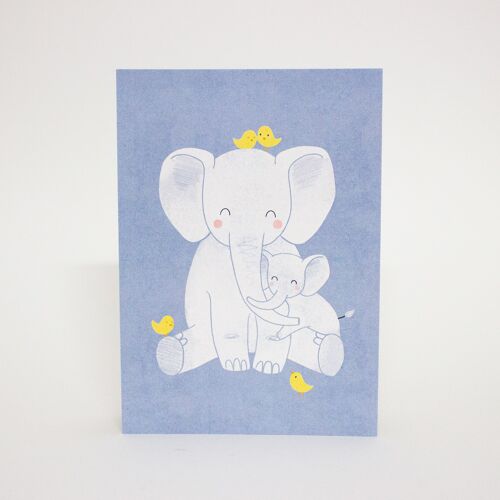 Postkarte Elefanten, Illustration Kinder, DIN A6, nachhaltig