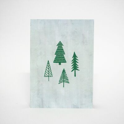 Carte postale sapins, carte de Noël, DIN A6, durable