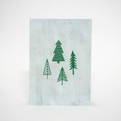 Postkarte Tannenbäume, Weihnachtskarte, DIN A6, nachhaltig