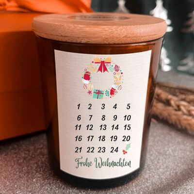Advent Calendar scented candle - Christmas candle gift -German Frohe Weihnachten