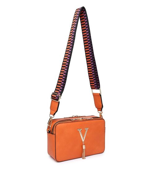 Interchangeable  Wide Strap Crossbody bag  multiple purposes 2 Compartments Ladies  Shoulder bag with Adjustable removeable Strap --ZQ-199 orange