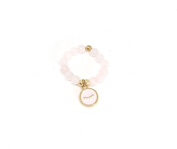 Bague élastique œil quartz rose