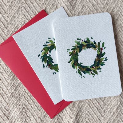 Watercolor handmade drawing Christmas card A6 double spread