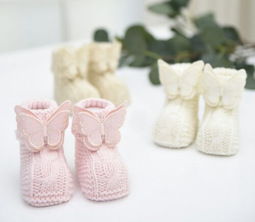 100% Cotton Knitwear Stylish Baby Butterfly Booties, 12 pairs