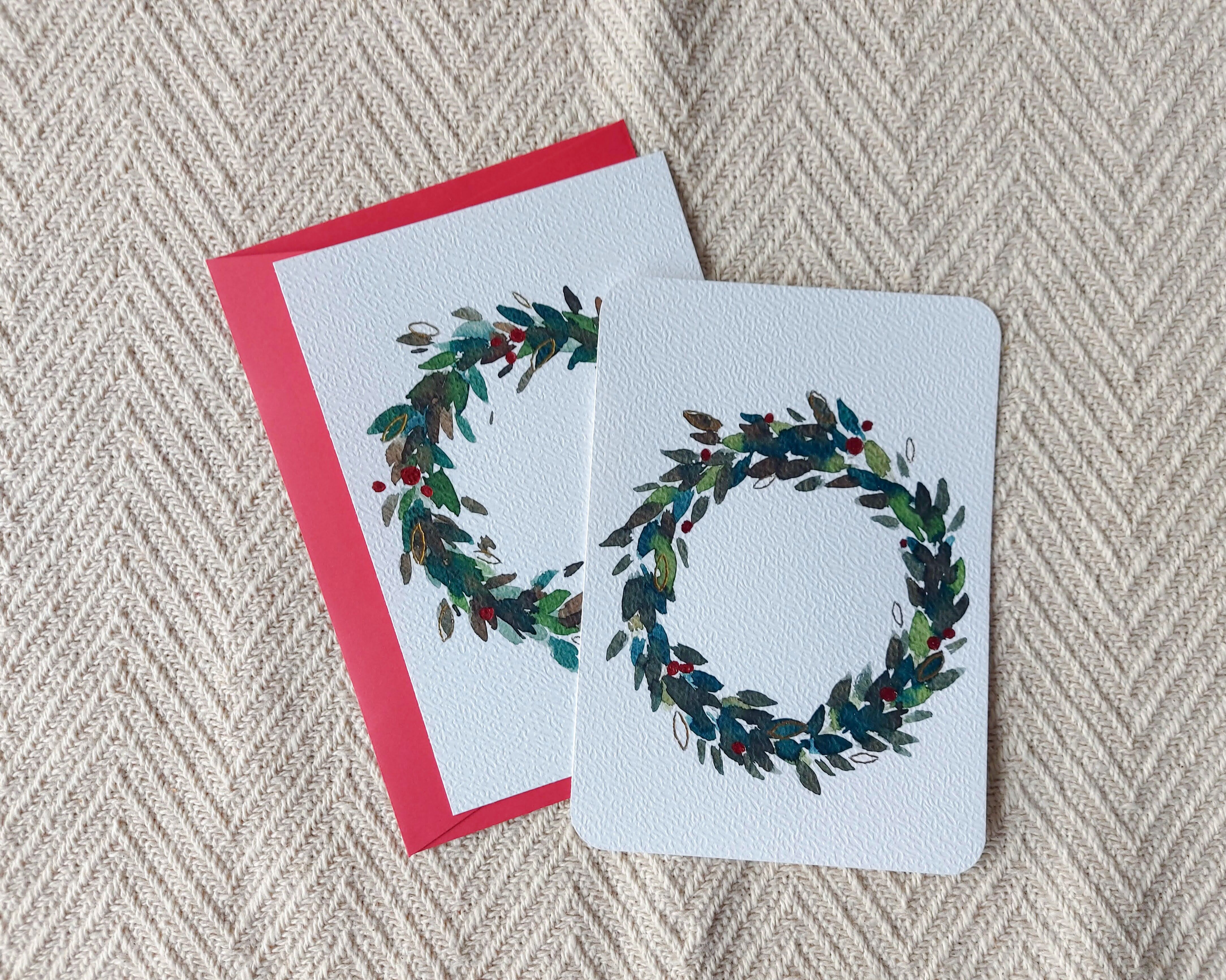 Einfache A6-Aquarell-Handzeichnungs-Weihnachtskarte
