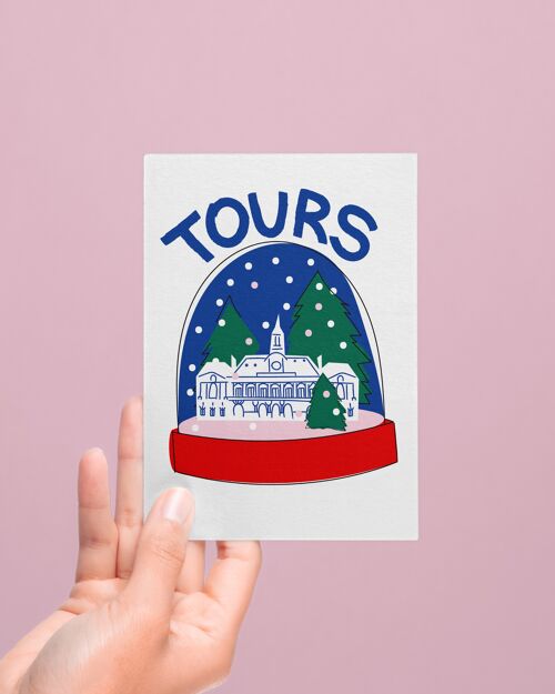 Carte de Noël boule de neige Tours mairie