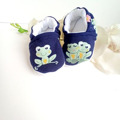 Baby slippers - midnight blue frog