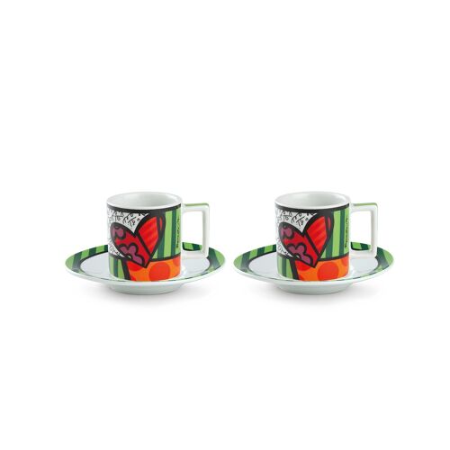 SET 2 ESPRESSO CUPS WITH SAUCERS BRITTO HEART ML.90